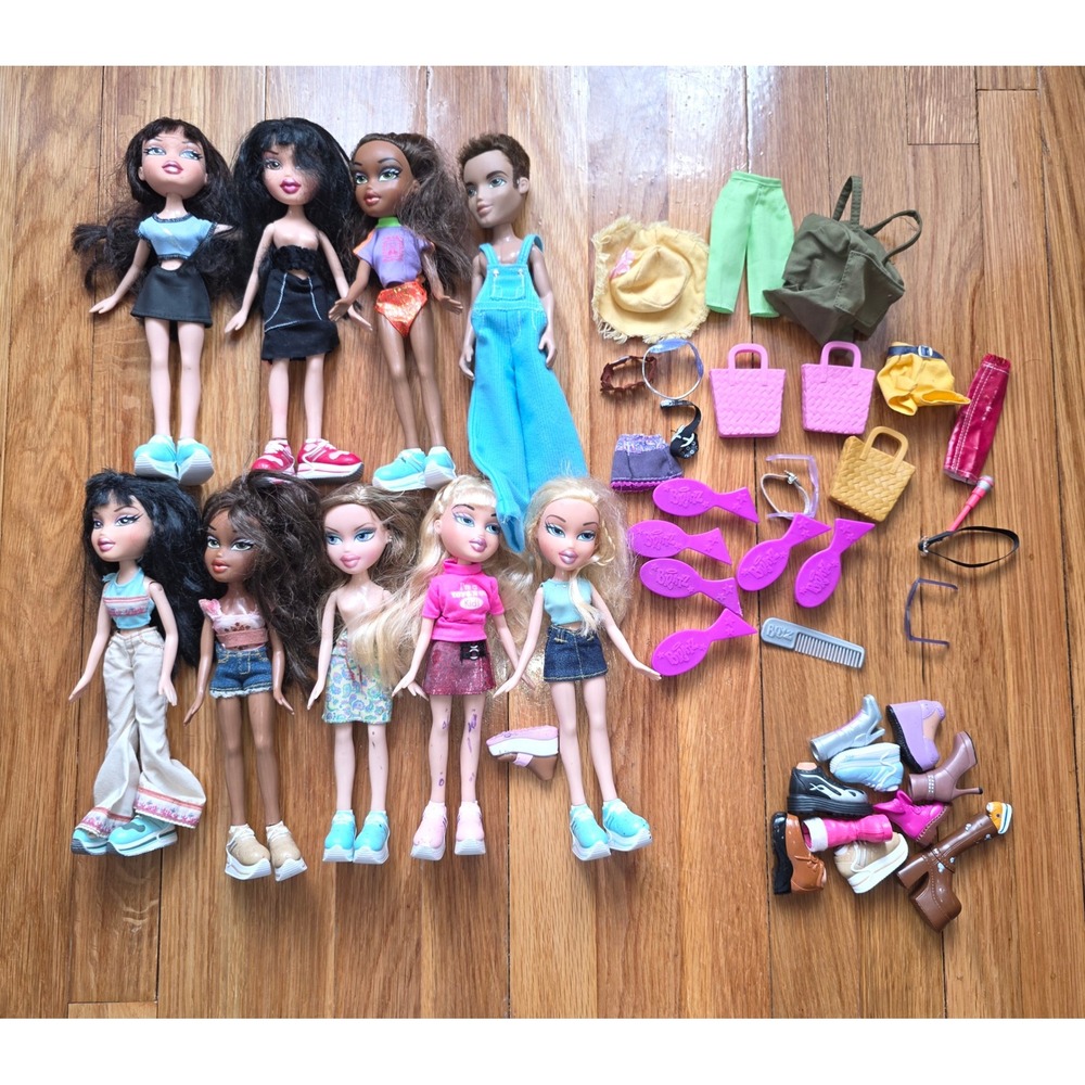 2001 Bratz Doll Lot 12 Dolls Clothes Access Shoes Cloe Yasmin Sasha Jade Boyz